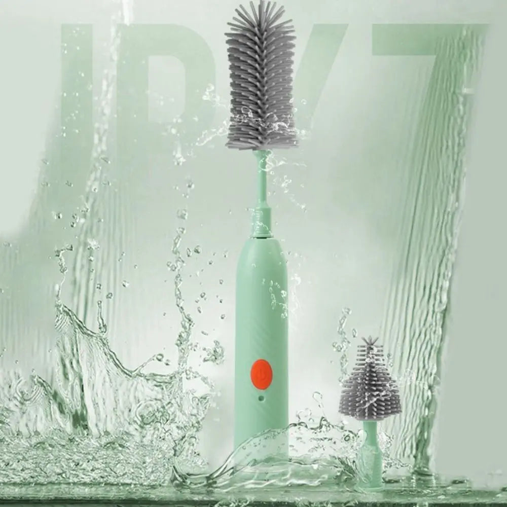 Electric Silicone Baby Bottle Brush Set – Straw & Nipple Cleaner, Waterproof, Long Handled