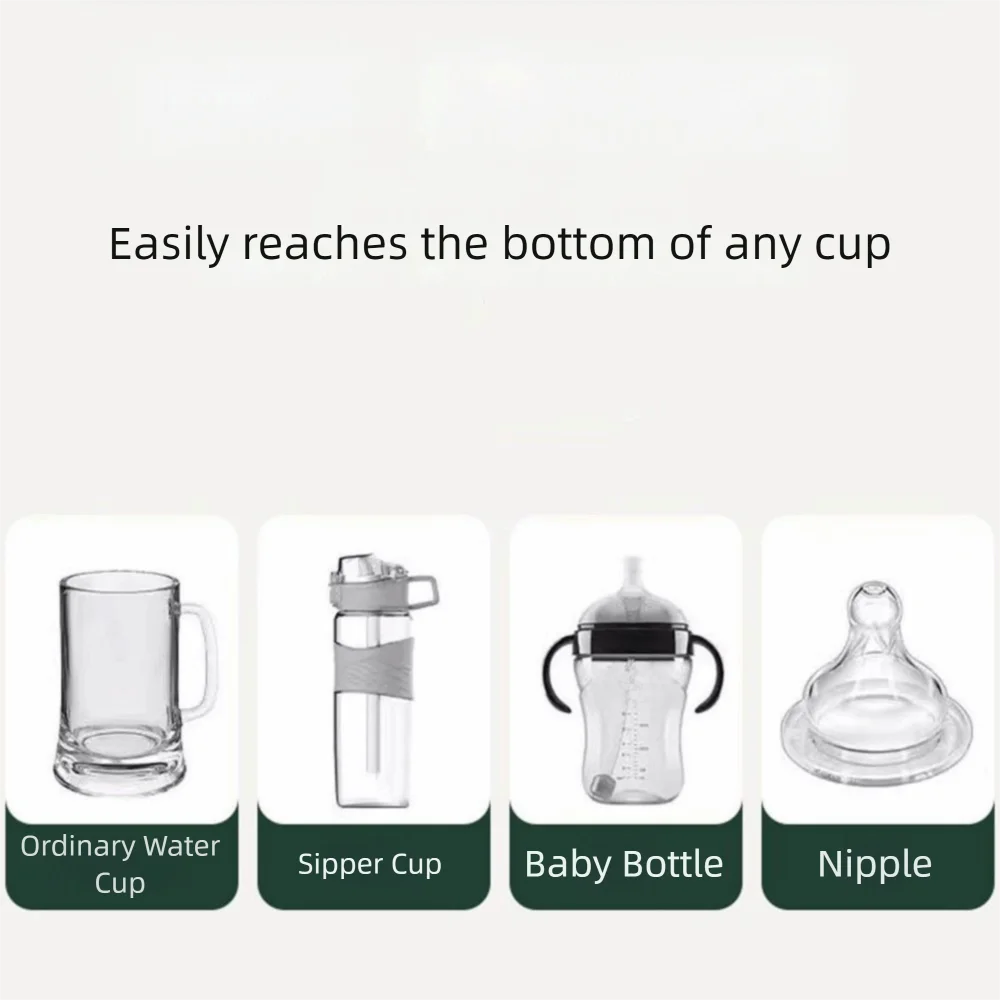 Electric Silicone Baby Bottle Brush Set – Straw & Nipple Cleaner, Waterproof, Long Handled