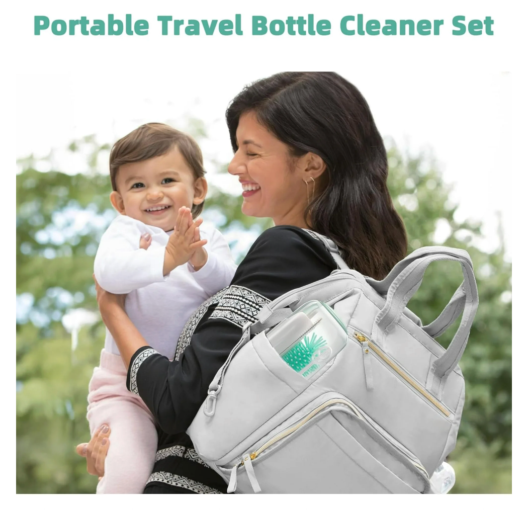 Electric Silicone Baby Bottle Brush Set – Straw & Nipple Cleaner, Waterproof, Long Handled